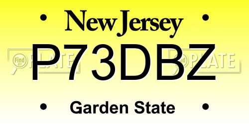 P73DBZ New Jersey License Plate