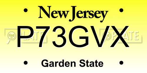 P73GVX New Jersey License Plate