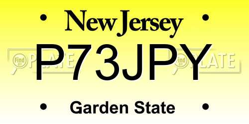 P73JPY New Jersey License Plate