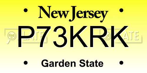 P73KRK New Jersey License Plate