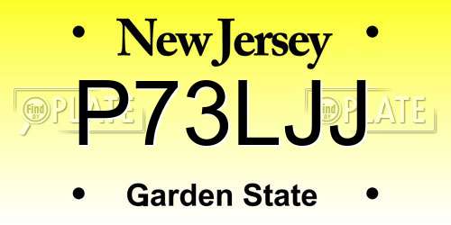 P73LJJ New Jersey License Plate