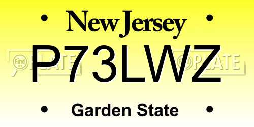 P73LWZ New Jersey License Plate