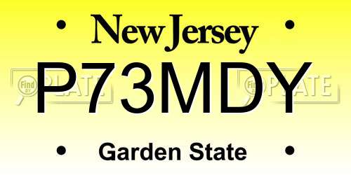 P73MDY New Jersey License Plate