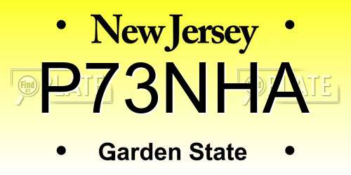 P73NHA New Jersey License Plate