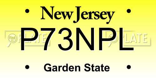 P73NPL New Jersey License Plate