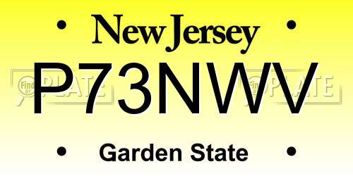 P73NWV New Jersey License Plate