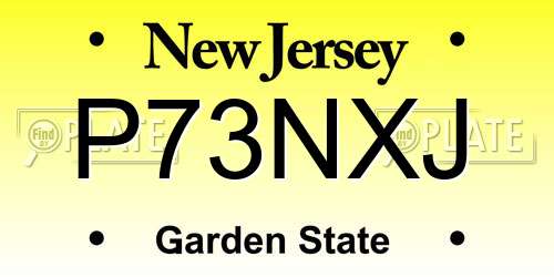 P73NXJ New Jersey License Plate