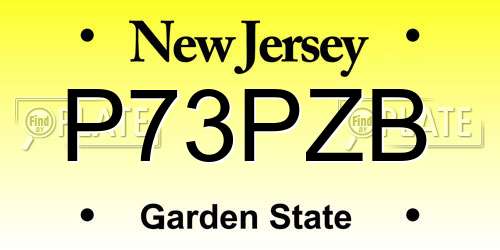 P73PZB New Jersey License Plate