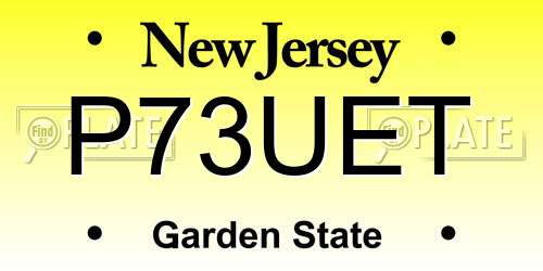 P73UET New Jersey License Plate