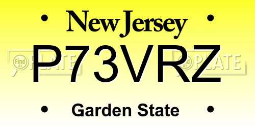 P73VRZ New Jersey License Plate