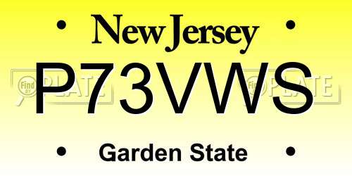 P73VWS New Jersey License Plate