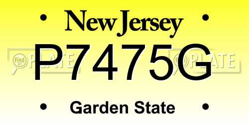 P7475G New Jersey License Plate