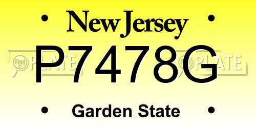 P7478G New Jersey License Plate