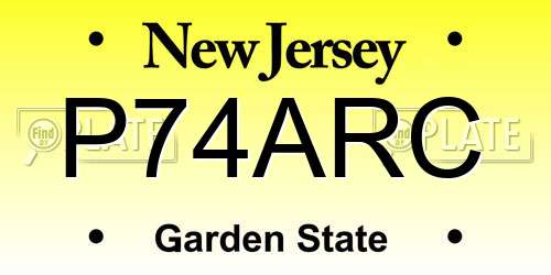 P74ARC New Jersey License Plate