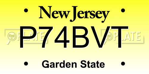 P74BVT New Jersey License Plate