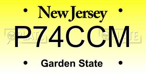 P74CCM New Jersey License Plate