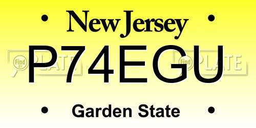 P74EGU New Jersey License Plate