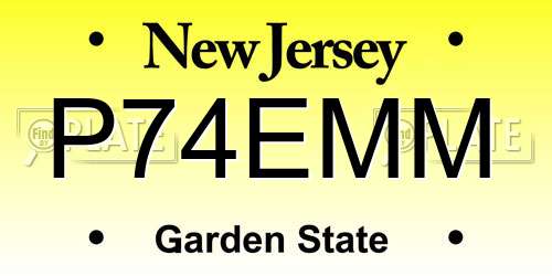 P74EMM New Jersey License Plate