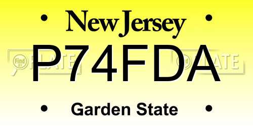 P74FDA New Jersey License Plate