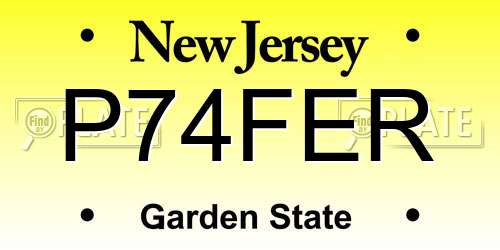 P74FER New Jersey License Plate