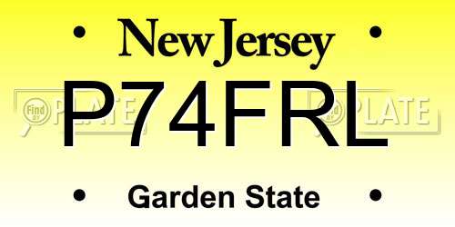 P74FRL New Jersey License Plate