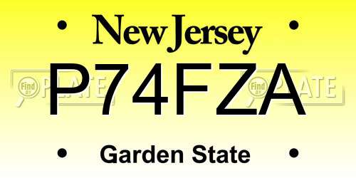 P74FZA New Jersey License Plate