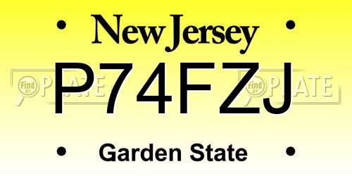 P74FZJ New Jersey License Plate