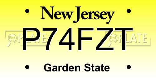 P74FZT New Jersey License Plate