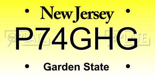 P74GHG New Jersey License Plate