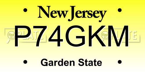 P74GKM New Jersey License Plate