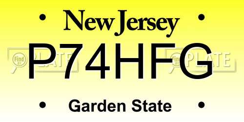 P74HFG New Jersey License Plate