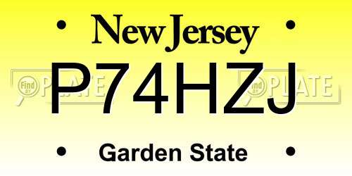 P74HZJ New Jersey License Plate