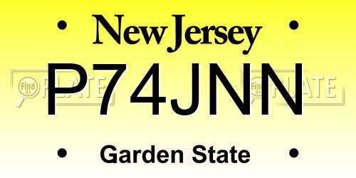 P74JNN New Jersey License Plate