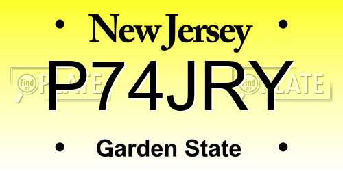 P74JRY New Jersey License Plate