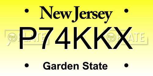 P74KKX New Jersey License Plate