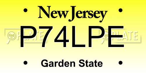 P74LPE New Jersey License Plate
