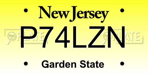P74LZN New Jersey License Plate