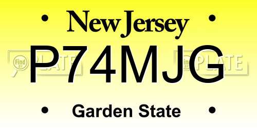 P74MJG New Jersey License Plate