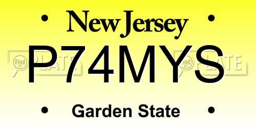P74MYS New Jersey License Plate