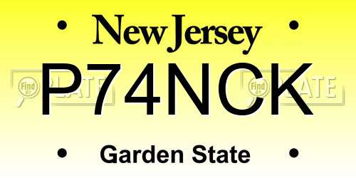 P74NCK New Jersey License Plate