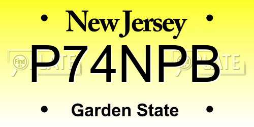 P74NPB New Jersey License Plate
