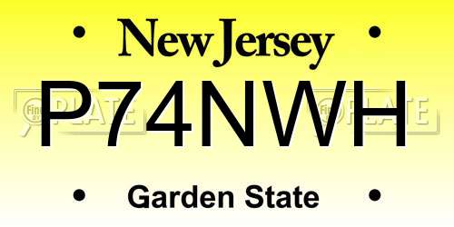 P74NWH New Jersey License Plate
