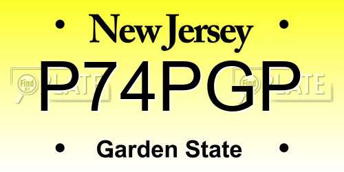 P74PGP New Jersey License Plate