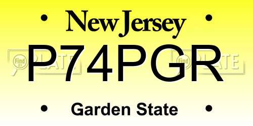 P74PGR New Jersey License Plate