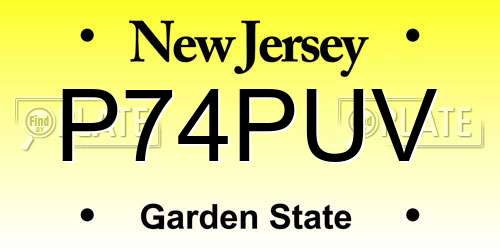 P74PUV New Jersey License Plate