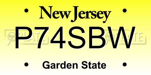 P74SBW New Jersey License Plate