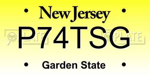 P74TSG New Jersey License Plate