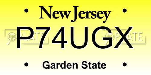 P74UGX New Jersey License Plate