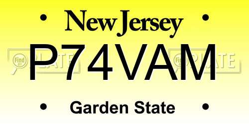 P74VAM New Jersey License Plate