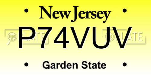 P74VUV New Jersey License Plate
